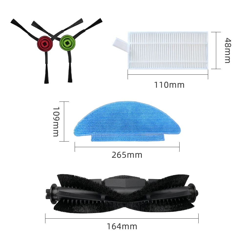 Compatible For Conga 7490/7290 Eternal Genesis X-Treme, Conga Eternal Max X-treme Spare Parts Main Brush Hepa Filter Mop Cloths