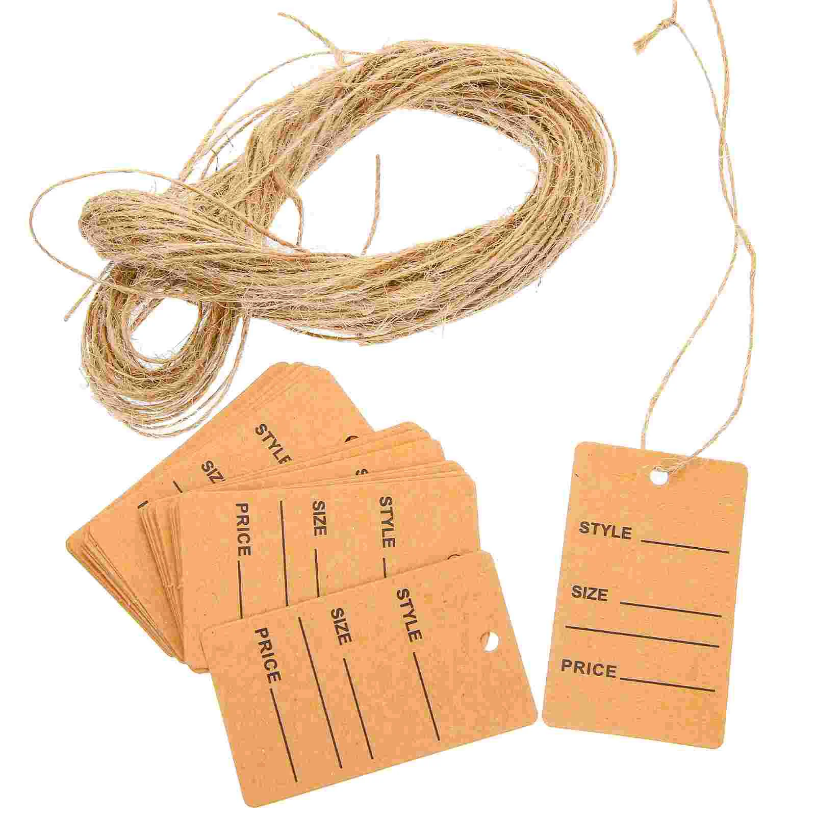 

200 Pcs Label Holders Handwritten Price Tag Sale Tags Paper Light Brown Rope Labeling