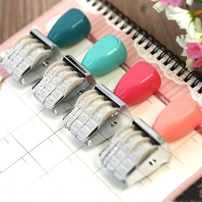 

Cute Date Stamp for Planner Clear Stamps Bussiness Rubber Stamp with Adjustable Date in English Diary School Supplies Stationery