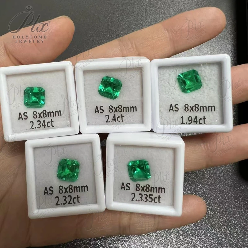 

2025 выращенная в лаборатории колумбии изумрудная гидротермальная огранка Asscher VVS1, синтетические бусины отличной огранки для изготовления ювелирных аксессуаров, подарок