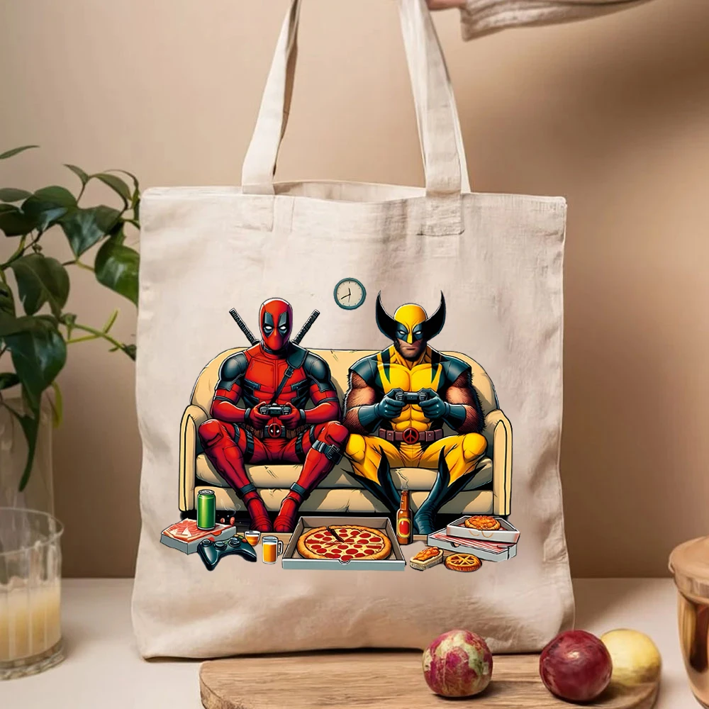 

Women's Handbag Movie Inspiration Funny Superhero Tote Bags Dead Gift Pool 3 Ladies Shopping Canvas HandBags X Bag Men Wolverine