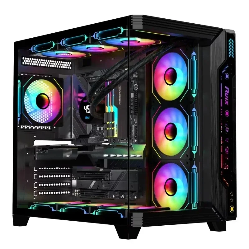High Quality Medium Tower 270 Degree Panoramic ATX Gaming Computer Cassette with RGB Light Emitting Diode
