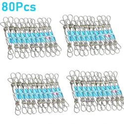 80Pcs/Set Stainless Steel 5cm Clips Clothespins Clamps Metal Storage Leather Craft Tool Clothes Peg Pin Hook Organizer Clips