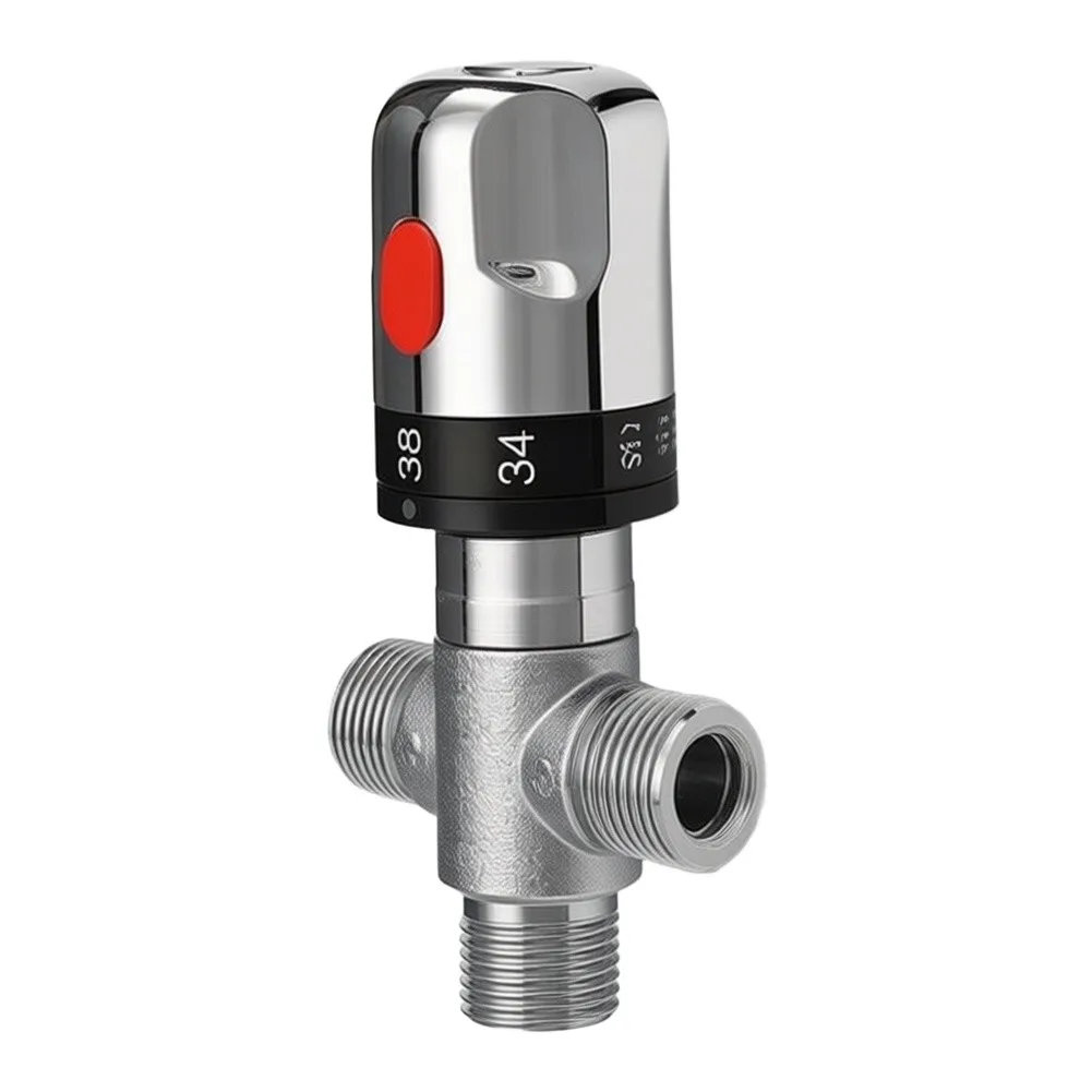 Solid Brass Thermostatic Valve with Precise Thermal Regulation and G1/2 Thread Connection for Plumbing Installations
