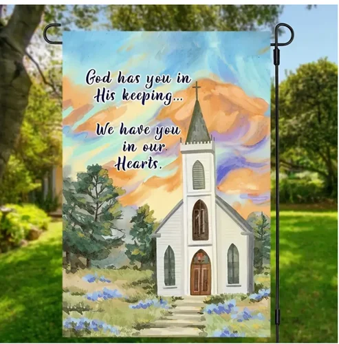 God Bless You Memorial Church Garden Flag-Double Sided-Graveside/Cemetery 12x18