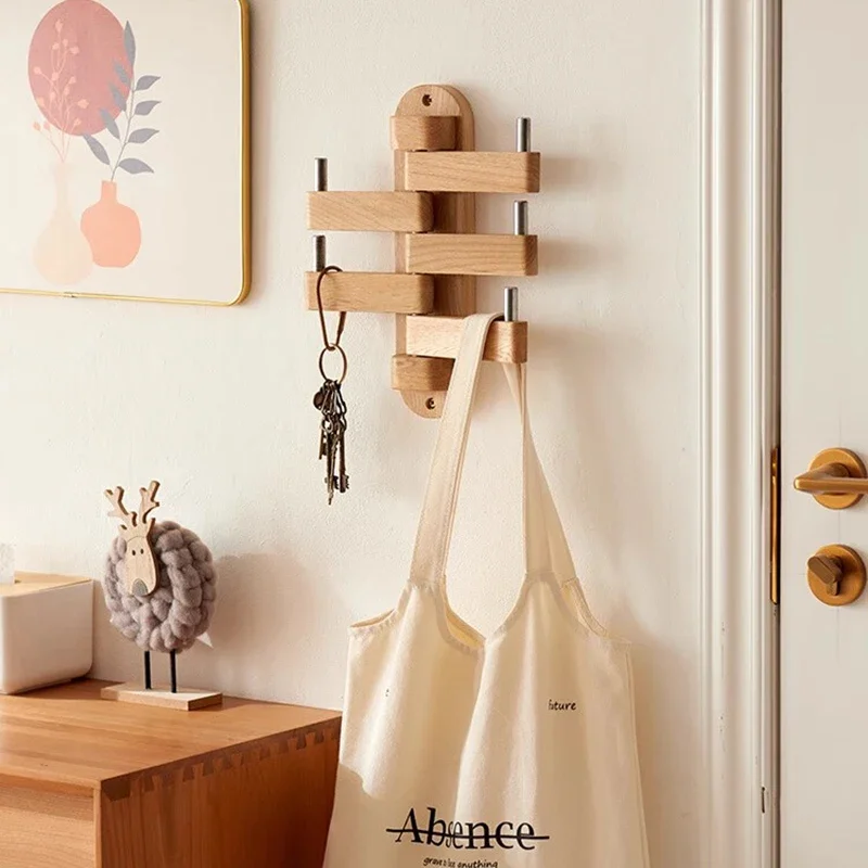 Aesthetic Wood Clothes Rack Minimalist Bedroom Nordic Hallway Clothes Stand Modern Entrance Perchero Pared Furniture Living Room