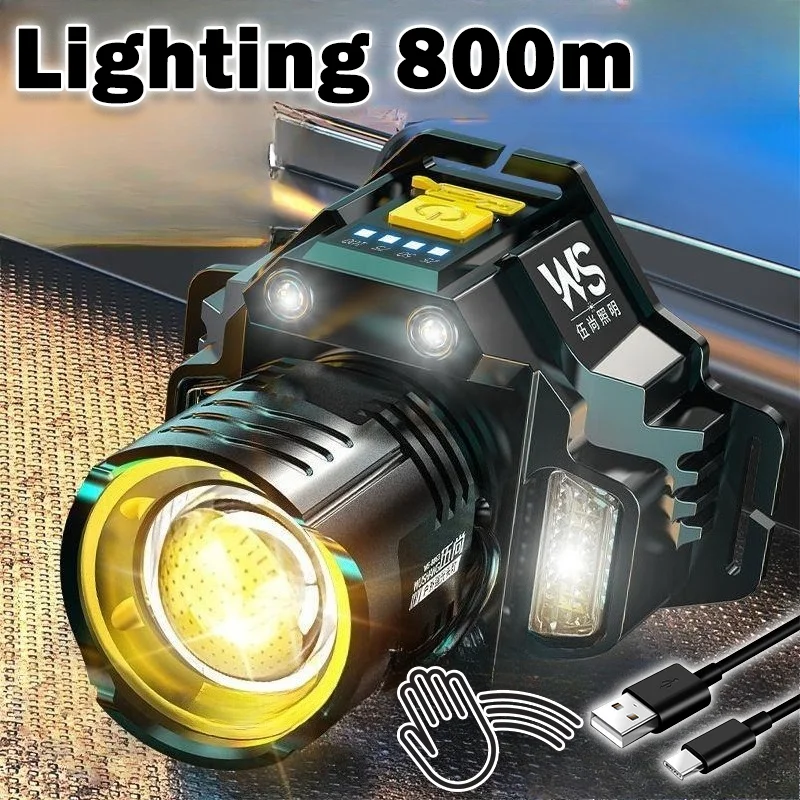 

Powerful LED Headlamp Motion Sensor Rechargeable COB Head Flashlight High Power Head Lamp for Fishing Camping Running Outdoor
