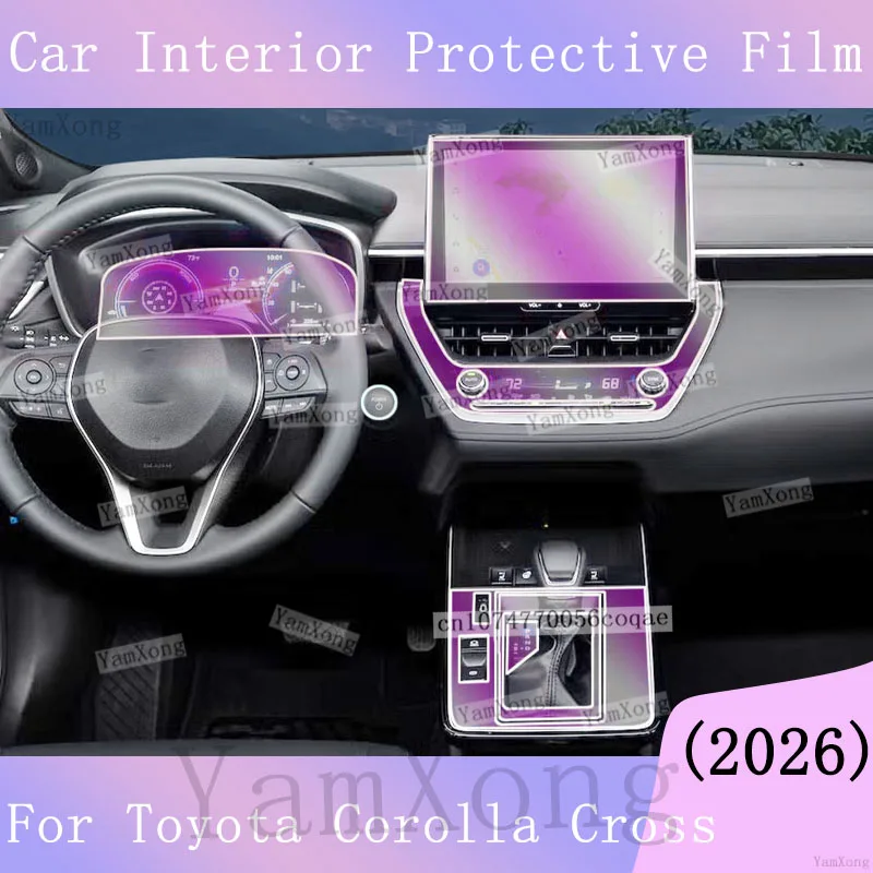 For Toyota Corolla Cross Interior Protective Film Kit Center Console Gearbox Panel Navigation Dashboard Screen Scratch Sticker