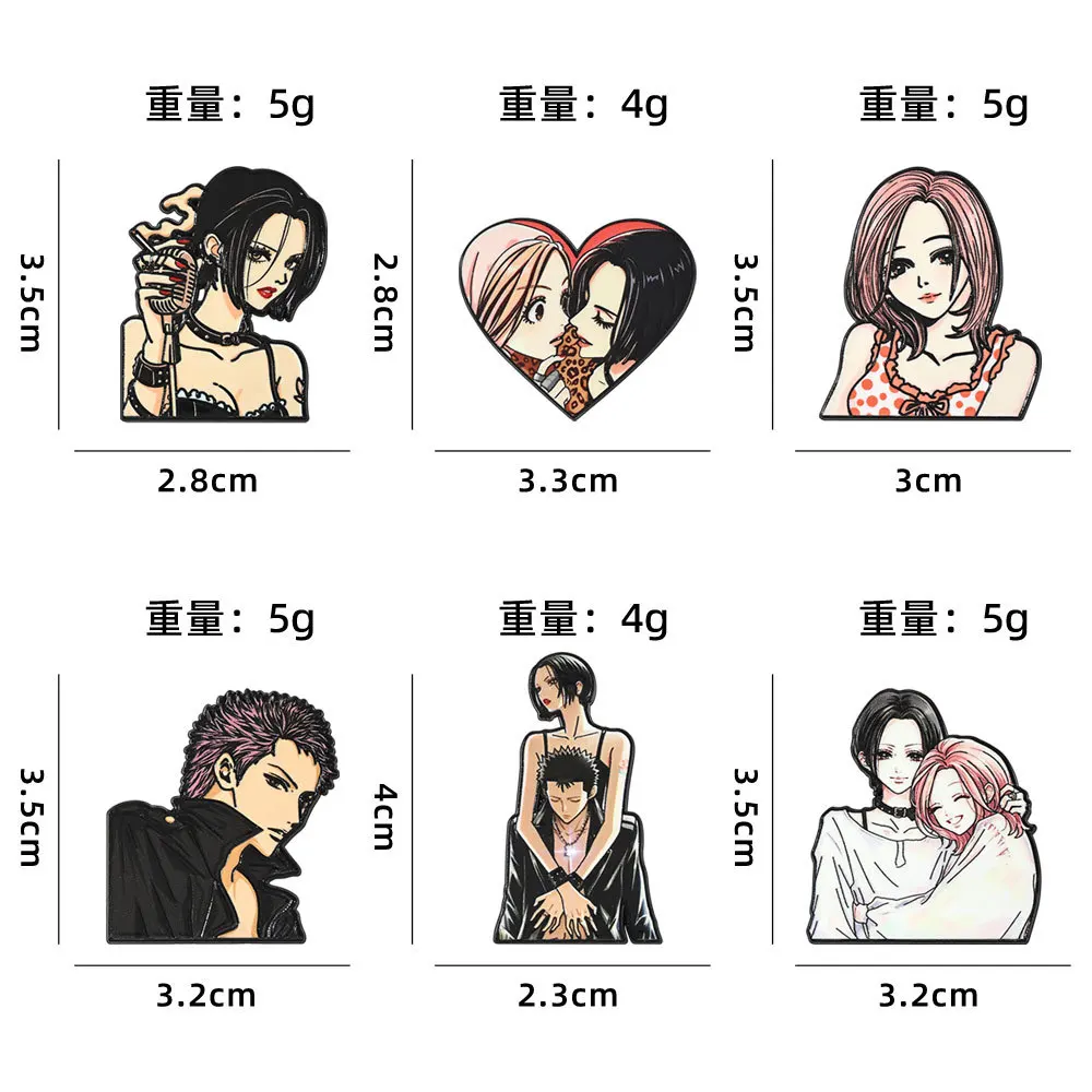 6Pcs/set Anime Nana Character Enamel Brooch Cute Comic Girls For Lapel Pins Badge on Backpack Clothing Accessories Jewelry Gifts image 4