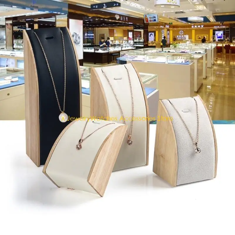 

31KD Practical Sturdy Pendant Holder Set of 3 Curved Necklace Showcases Fashion Accessory for Retail and Home Use