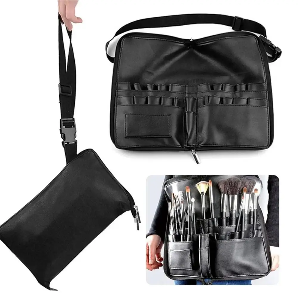 24 Pockets Makeup Brushes Waist Bag Large Capacity Foldable Travel Brush Organizer Portable Zipper Closure Cosmetic Fanny Pack