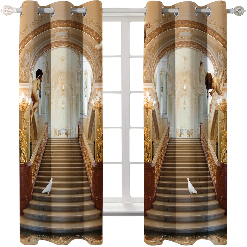 Custom angel curtains 3D Curtains For Living room Blackout Roaantic Wedding room Bedroom Drapes Cortinas