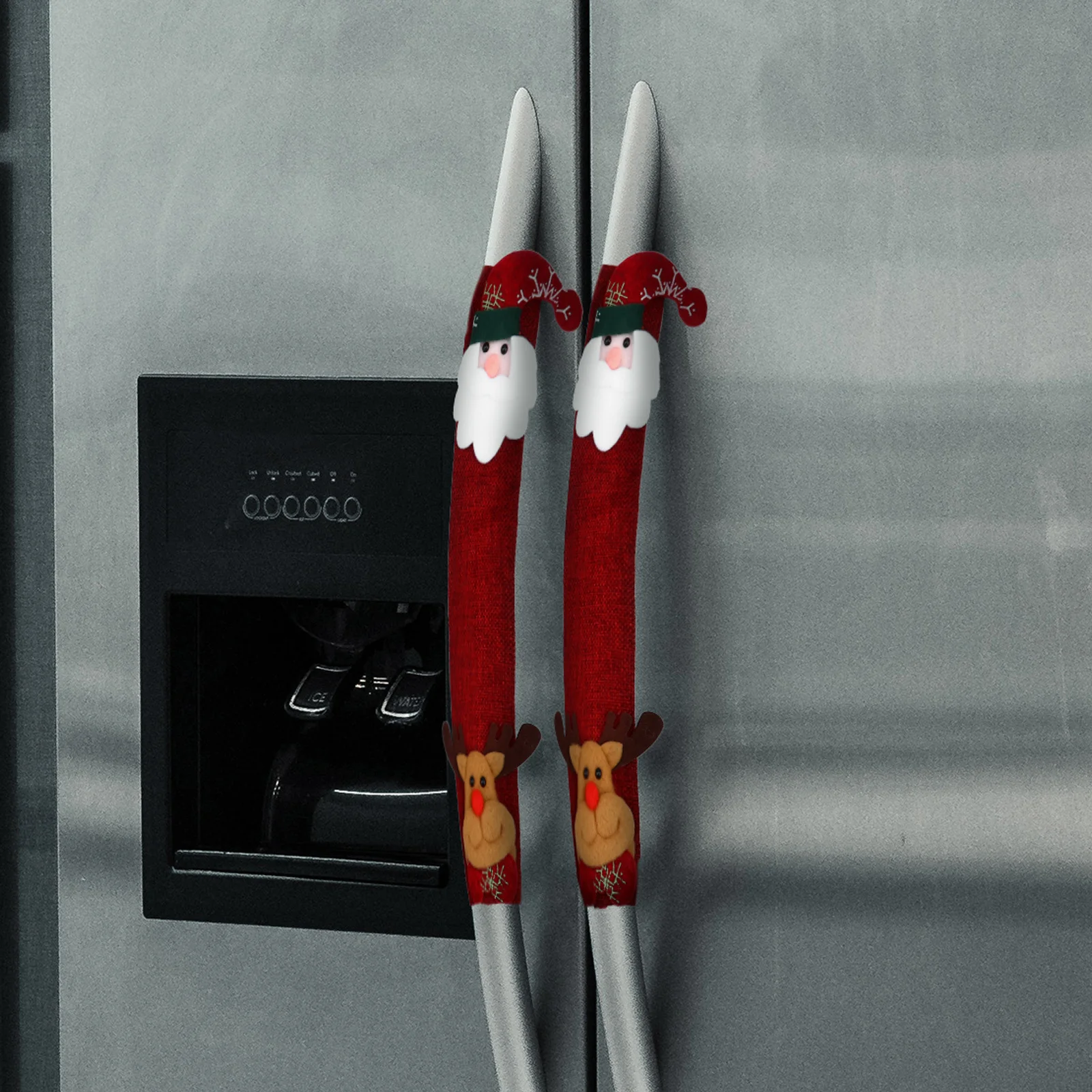 

4pcs Refrigerator Handle Cover Set Santa Bear Snowman Reindeer Xmas Theme Kitchen Appliance Knob Protector For Fridge Microwave