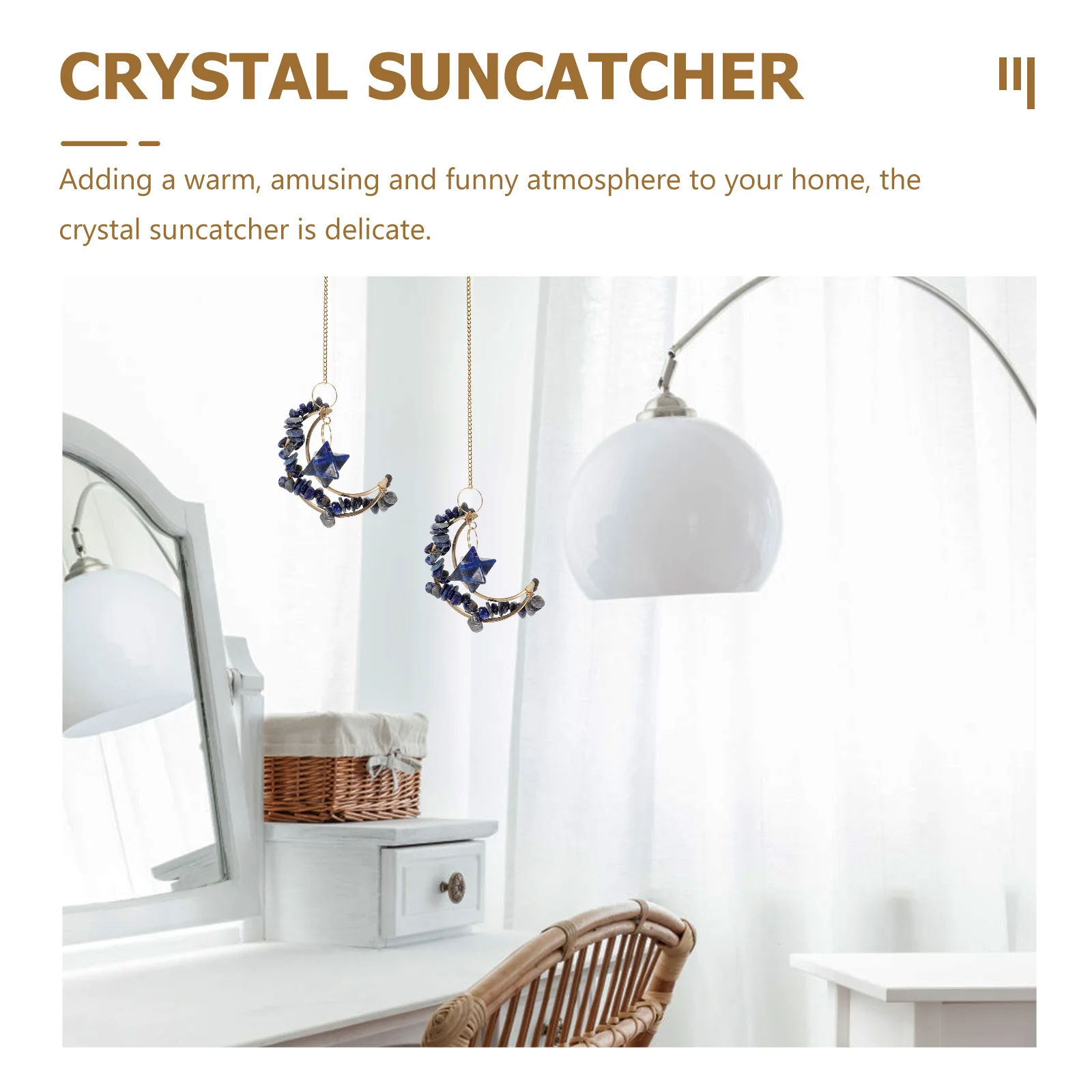 

Moon Shaped Crystal Suncatcher Hanging Decor For Window Indoor Light Catcher Prism Home Garden Decoration Lightweight Sun