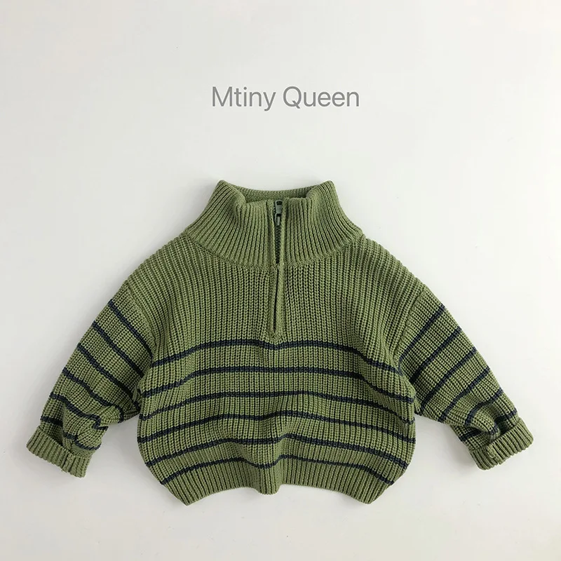 

Kids Sweater, Warm Knitted Pullover with Stand Collar for Boys, Casual Long Sleeve Toddler Top 2025 New Autumn Winter Outwear