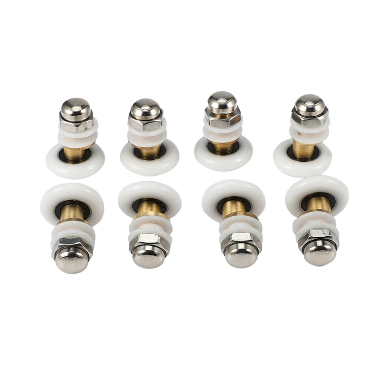 샤워 유리 슬라이딩 문짝 행잉 휠 롤러, 욕실 슬라이딩 캐비닛 편심 풀리, 직경 25mm, 8 개