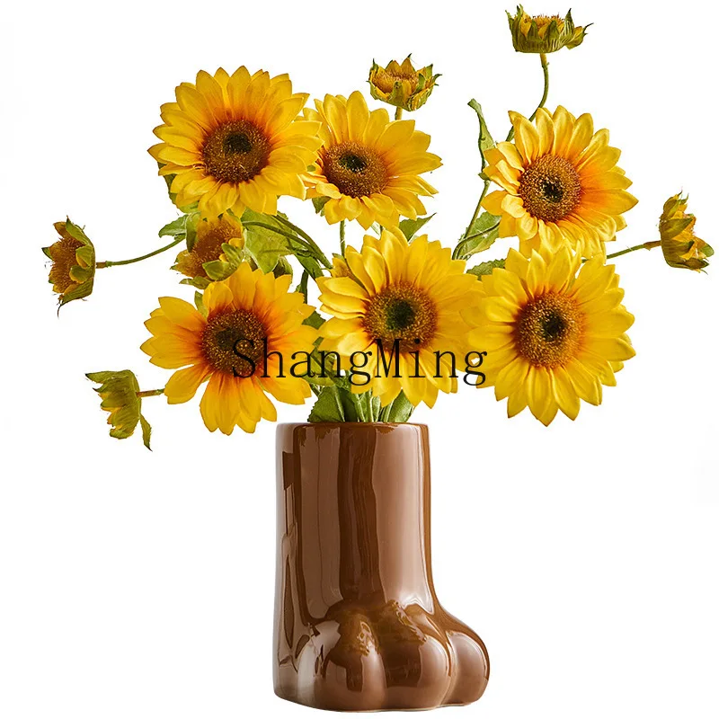 

DSA Minimalist Style Ceramic Crafts Creative Vase Flowers Dried Flowers Dining Table Living Room Decorative Ornaments