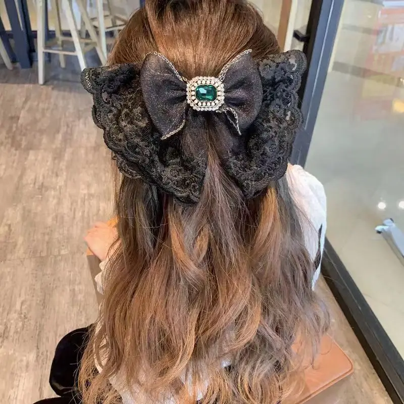 المرأة الجديدة أربعة مواسم الراقية الأميرة المتضخم القوس الدانتيل الماس أزياء جميلة دبوس الشعر إكسسوارات الشعر #3