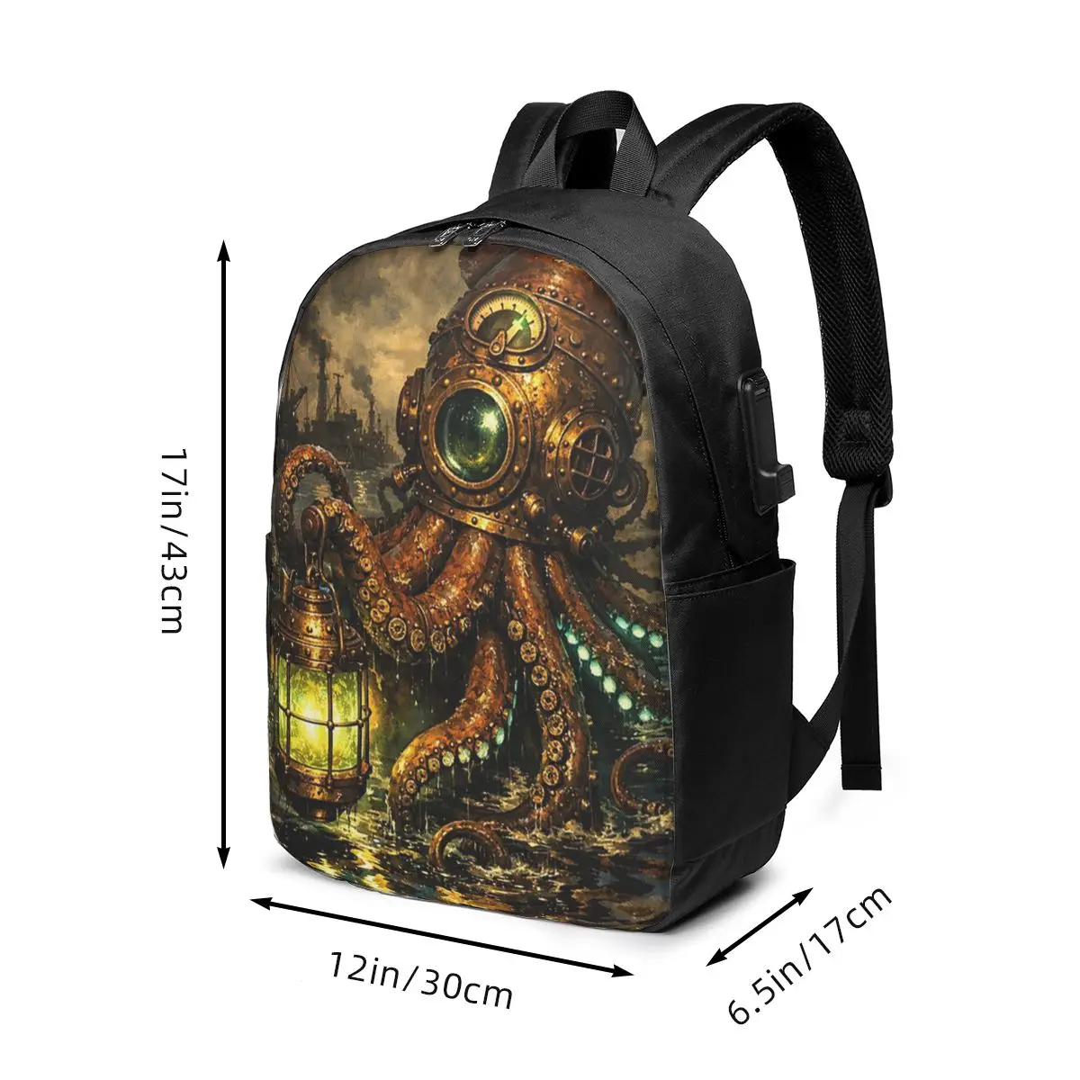 Steampunk Style Octopus Design Backpack Travel Notebook Bag Computer College Student School Bag Laptop Shoulder Bags Men Women
