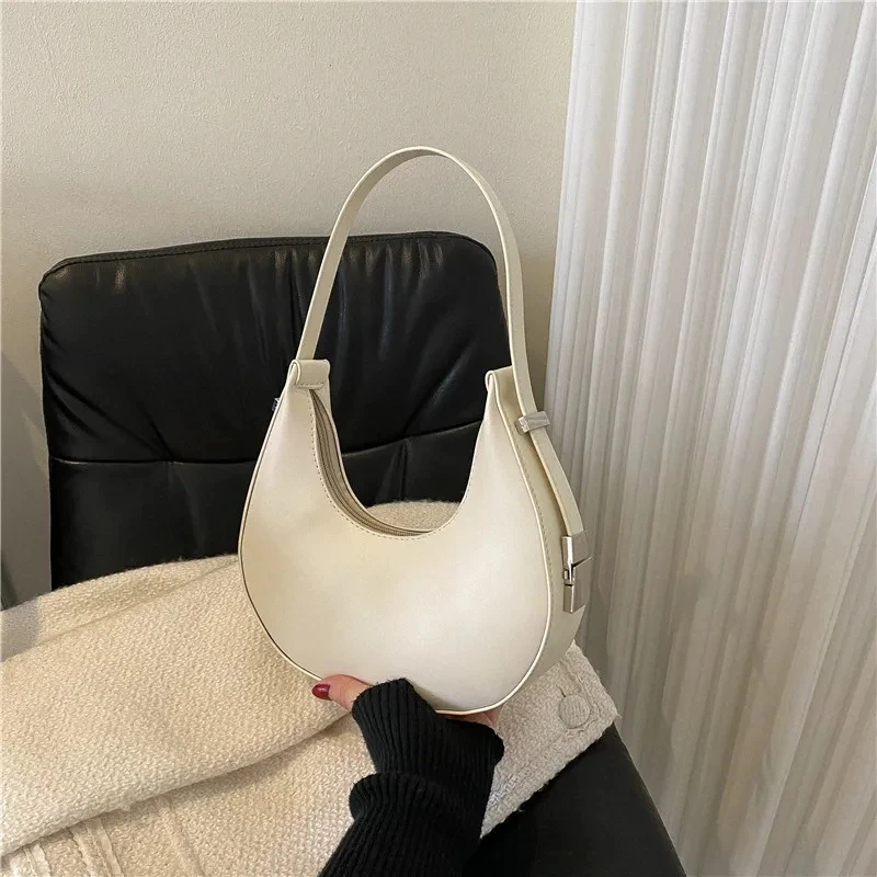 Underarm Tote Bags for Women Luxury Half Moon Hobo Bag Lady Brand Shoulder Bags PU Leather Armpit Clutch Handbag and Purse