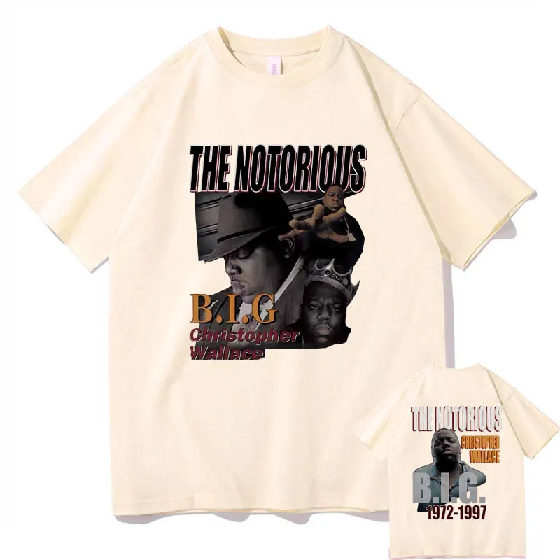 Rapper The Notorious Big Double Sided Graphic T-shirt Men Biggie Smalls Print Tshirt Men Fashion Hip Hop Oversized Short Sleeve