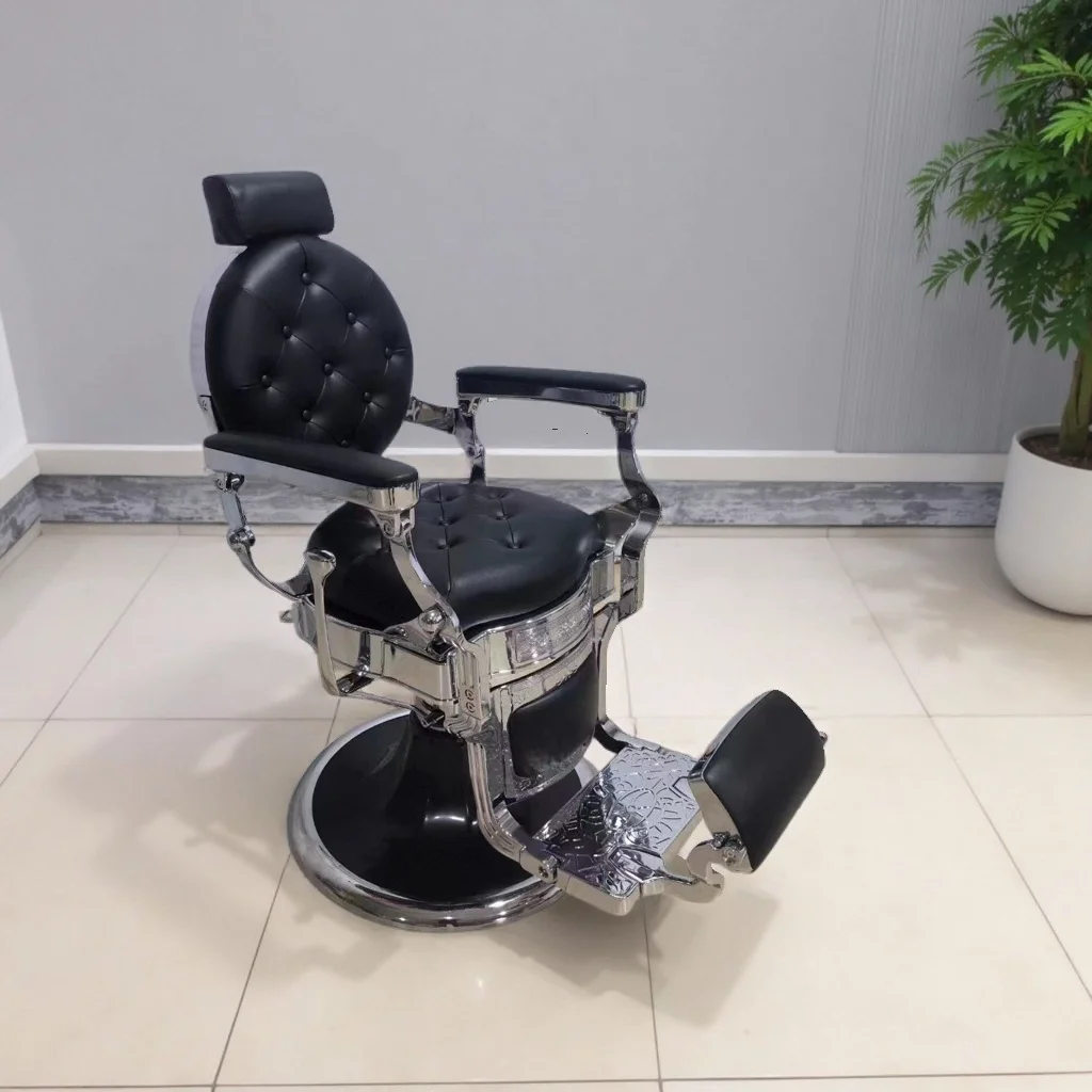 Custom Beauty Salon Furniture Height Adjustable Barber Chair With Lift & Rotate Features Made Of Synthetic Leather