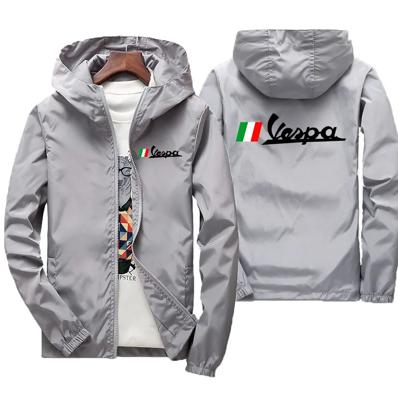 2024 Summer Vespa new bomber casual men's fashion outdoor zipper ultra-thin sports hooded sun protection clothing windbreaker ja