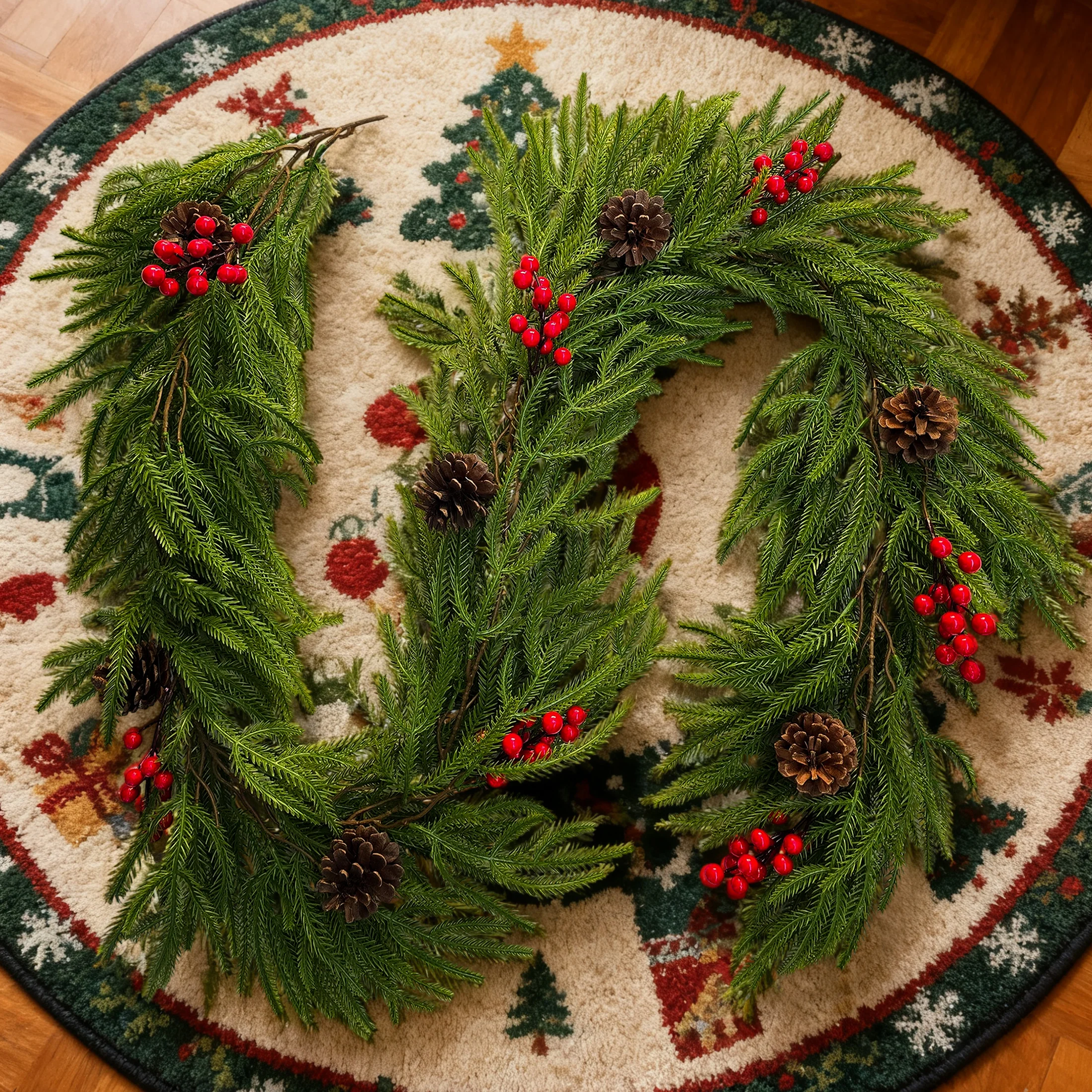 200 سنتيمتر السنة الجديدة عطلة ديكور الحفلات نورفولك الصنوبر شجرة عيد الميلاد الكرمة الأخضر الأحمر زينة عيد الميلاد باب ديكور نافذة ديكور ديكور المنزل