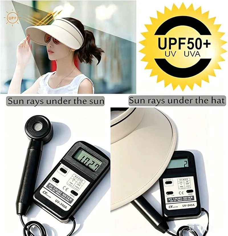 Sailormoon Sun Visor Hat for Women UV Protection Cycling Wide Brim Foldable Travel Slimming Face Beach Hiking Park Empty Top Cap view 6