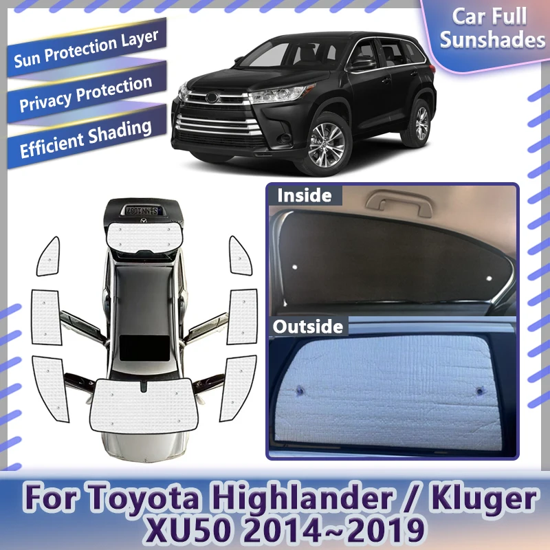 

Для Toyota Highlander XU50 Kluger 2014 ~ 2019 автомобильный полный солнцезащитный козырек на лобовое стекло, анти-УФ-защитный козырек, аксессуары 2015 2016 2017 2018
