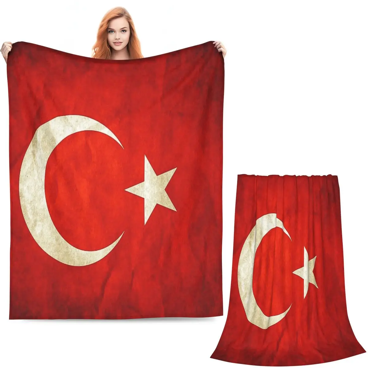 The Republic Of Turkey Flag Blankets Soft Warm Flannel Throw Blanket Plush for Bed Living room Picnic Travel Home Sofa