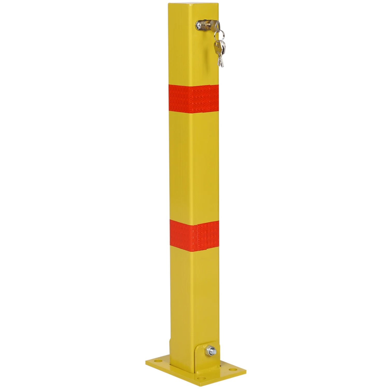 

Parking Bollard Pole Barrier with Lock - Car Parking Protection Posts - Home Garage Street Decor - Yellow Parking Barrier Square