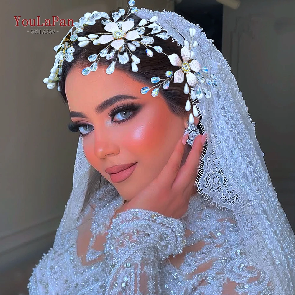 

YouLaPan Wedding Bride Hair Comb Alloy Flower Rhinestone Headdress Banquet Party Headpiece Holiday Gift Fashion Headwear HP924