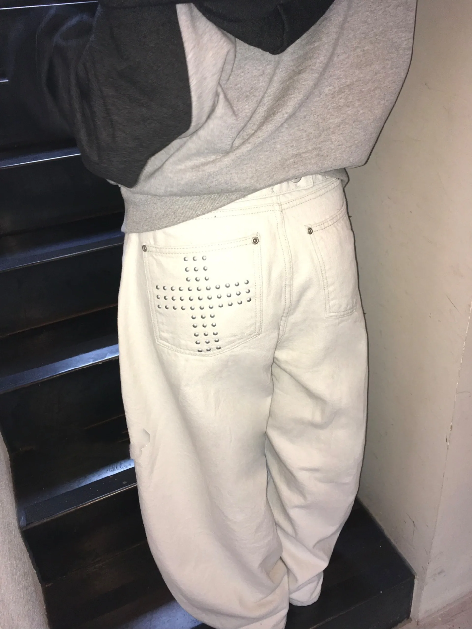 

k Cross Bule Design Thi Wide Leg High Collar Jeans Casual Sle Winter Faion Ladies High Waist Denim Pants