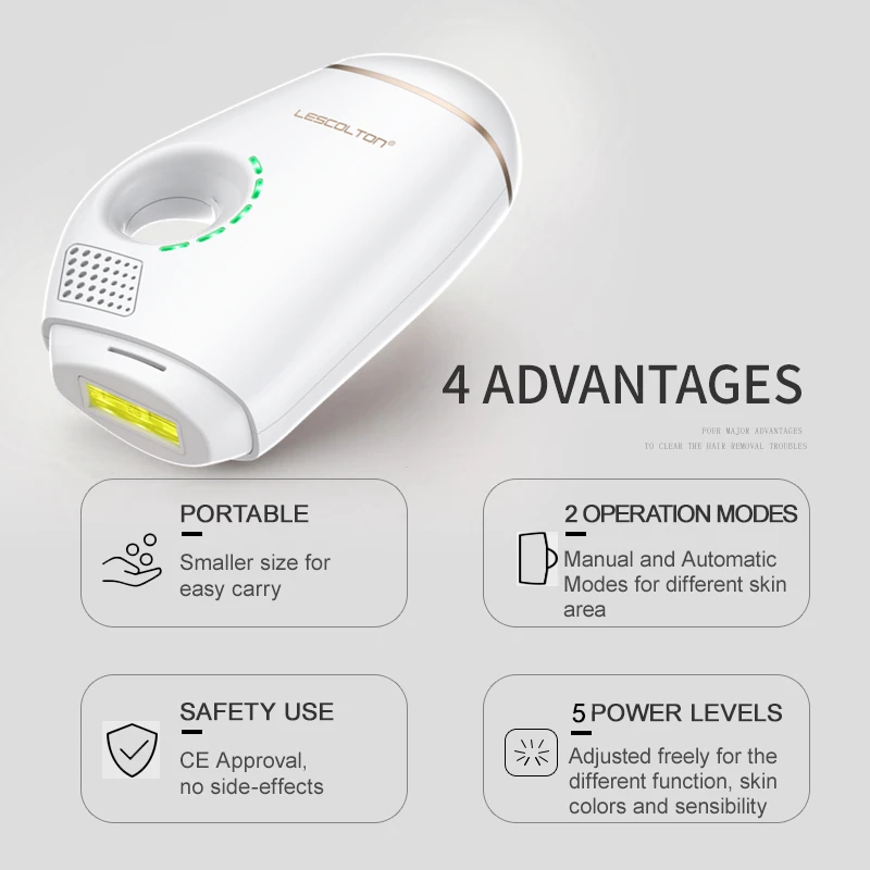 Lescolton-nova máquina depiladora a laser para remoção permanente de pelos, foto elétrica, remoção indolor de pelos, ipl, 600000 flashes