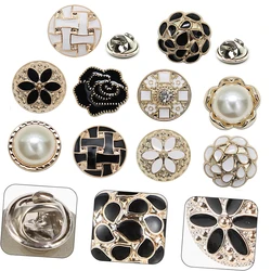 10pcs Women Shirt Brooch Buttons Cover up Button Pins Free Sewing Pearl Rhinestone Button Large Size DIY Shirt Clothing Decor
