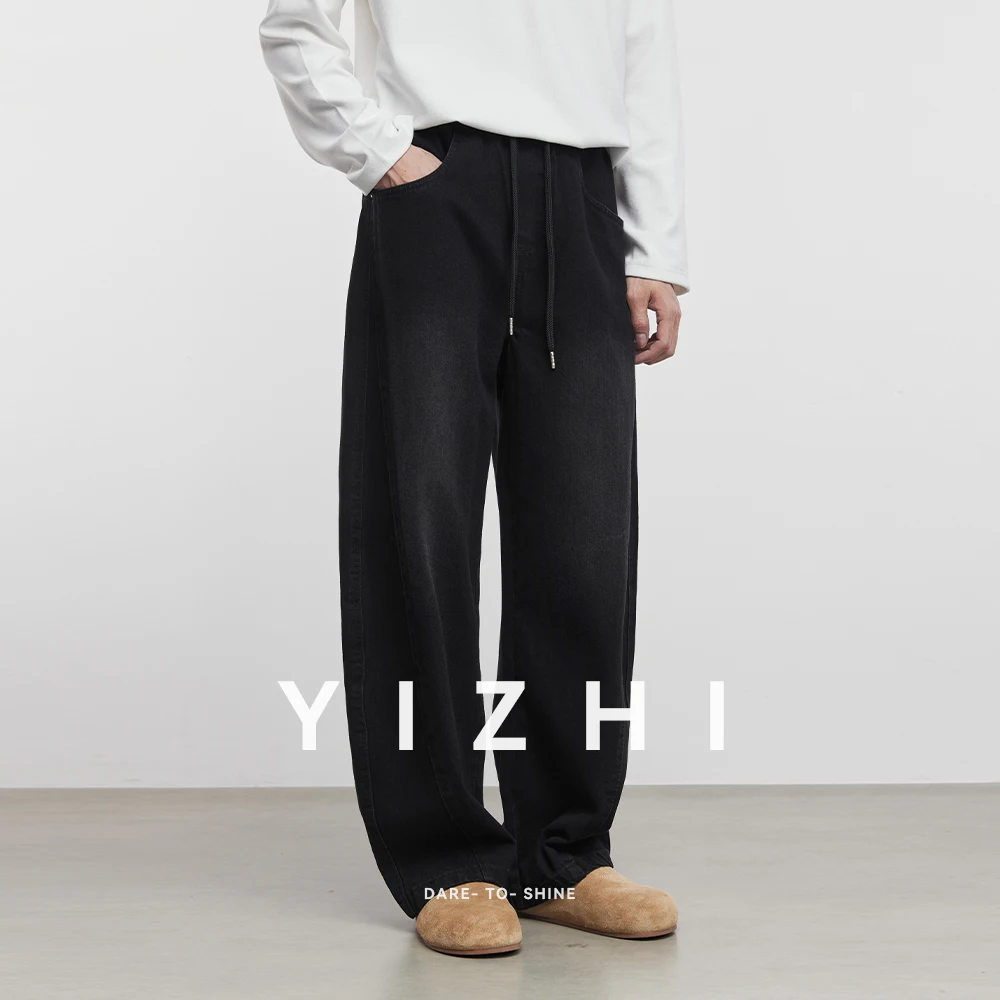 Fashion Men's American Heavy Washed Casual Pants 2025 Spring and Autumn New Straight Loose Drape High Street Men's Jeans