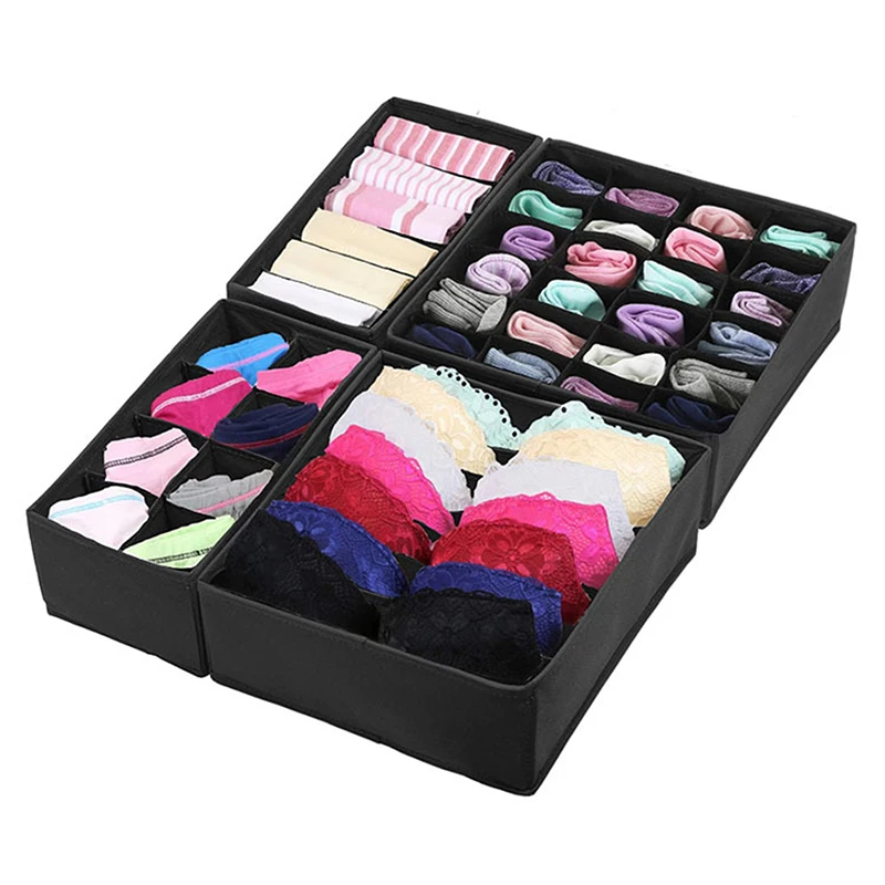 

Dormitory Closet Organizer For Socks Home Separated Underwear Storage Box Grids Bra Organizer Foldable Drawer Organizer