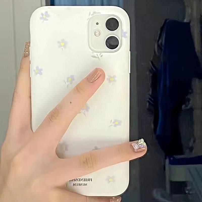 INS Sweet Flower Phone Case for iPhone 16 15 14 13 12 11 Pro Max XS XR XSMax 6 7 8 Plus Glossy HD Hard PC Cover