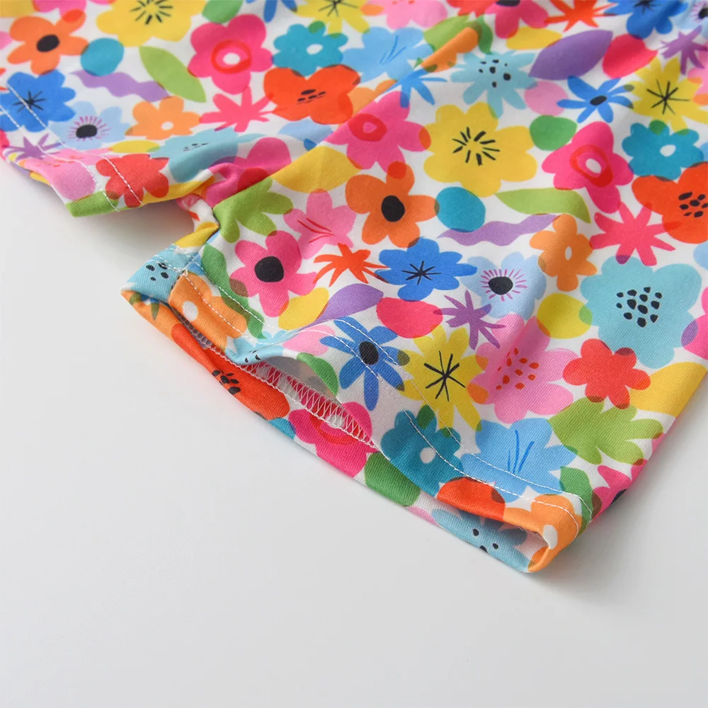 VIKITA Mädchen 2-teiliges Set Kinder Lila Kaninchen Kurzarm Baumwolle Casual T-Shirt Tops T-Shirts und Blumenhosen 2-teiliges Kleidungsset – Detail 14