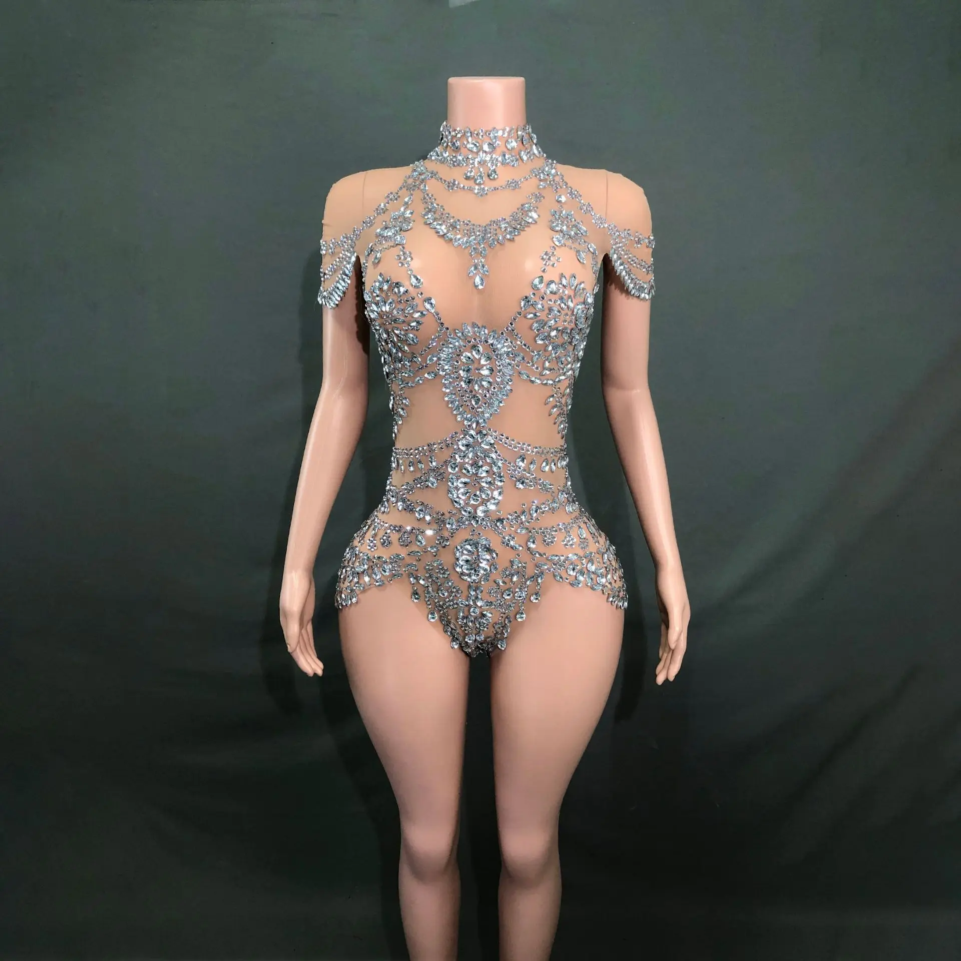 

Spring And Summer Nightclub Hot Diamond Mesh Jumpsuit Female Latin Dance Pole Dance Tights Vestidos De Mujer Elegantes De Fiesta