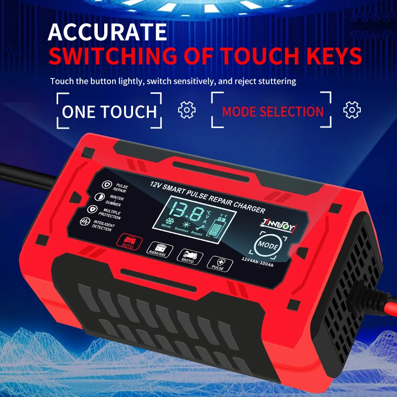 12 v6a Auto Batterie ladegerät Smart LCD Blei-Säure-Ladegerät voll Puls Reparatur Agm Gel Batterie Auto Motorrad Motorboot