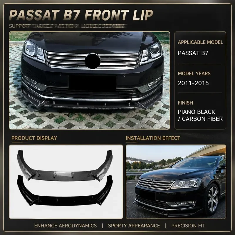 For Volkswagen Passat B7 2011-2015 Front Lip Spoiler Body Kit Bumper Chin Splitter Diffuser Trim Car Styling Accessories