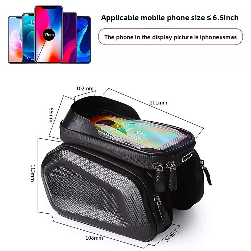

Mountain Bike Hardshell Front Top Tube Bag with Touchscreen Phone Access, Waterproof Cycling Storage Bag for MTB & Road Bikes
