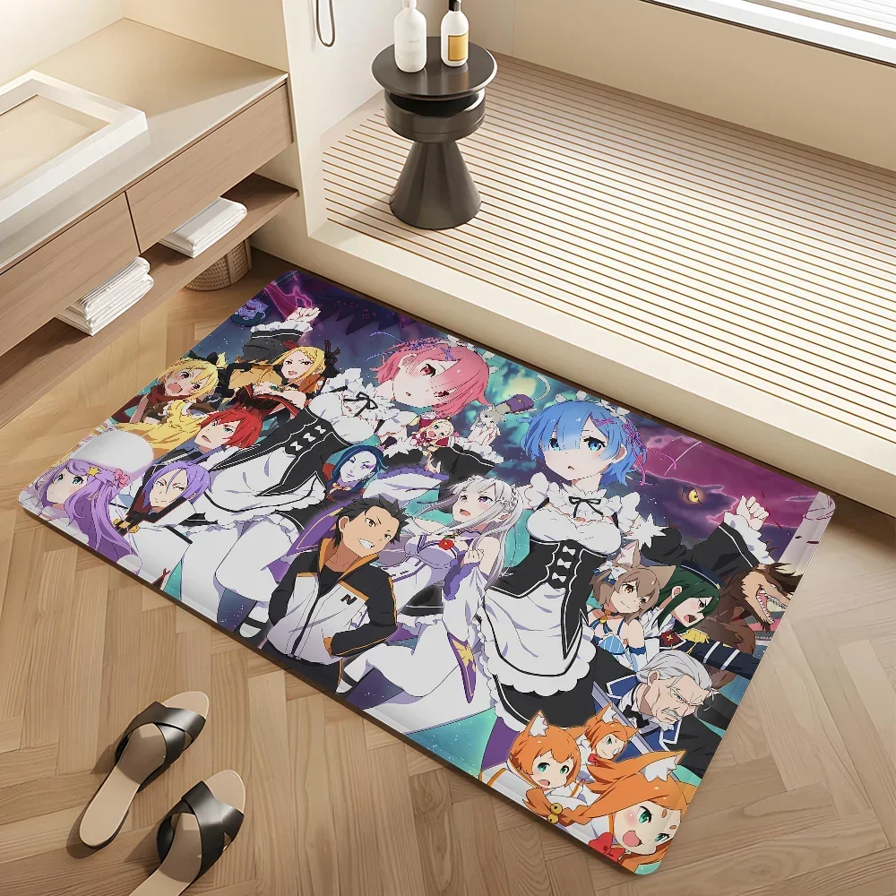 ري زيرو أنيمي غرفة الحصير الرجعية متعددة الاختيارات غرفة المعيشة المطبخ البساط عدم الانزلاق ترحيب البساط #4