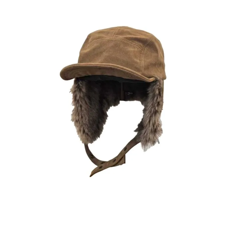 The design sense plush face shape versatile baseball cap ear warmth Lei Feng and flight