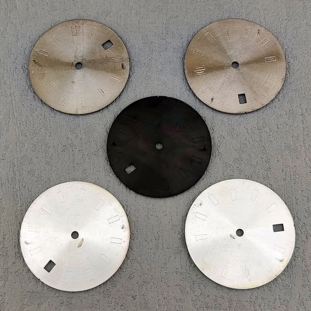 New diamond inlaid 29.8MM modified accessory suitable for NH35 movement Nautilus dial with green pink gemstone lettering