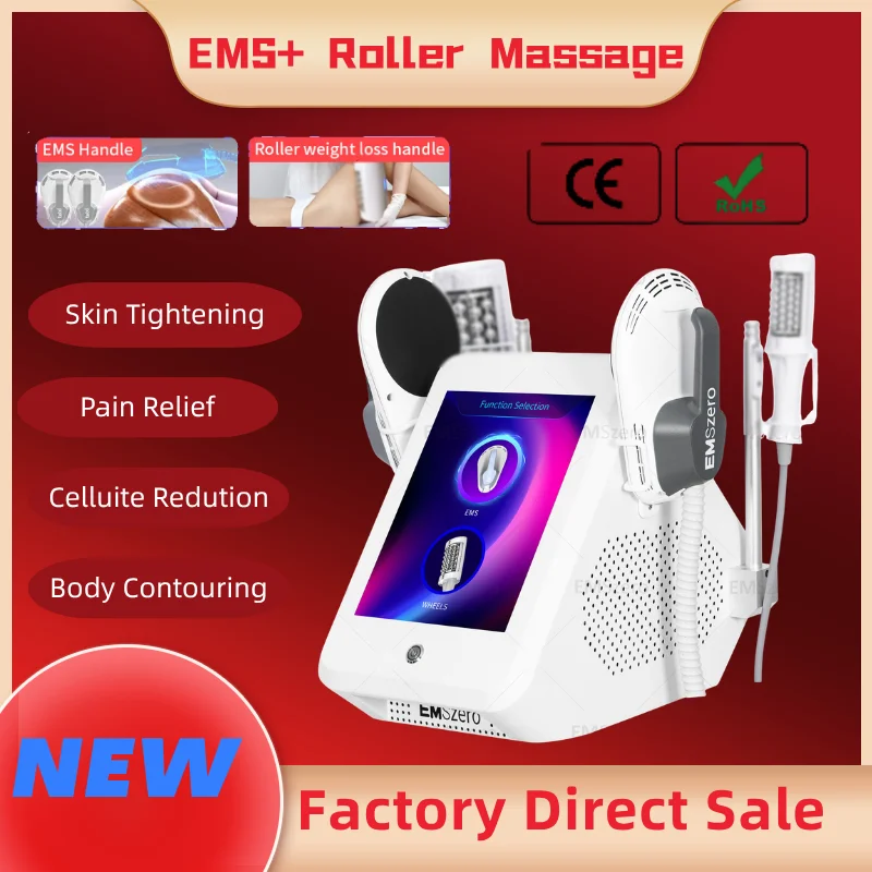 Máquina de Escultura Corporal MYOSLIM EMS con 360 °   Rodillo RF 2 en 1 para Tonificar Músculos, Adelgazar, Masajes, Fitness, Salud y Belleza