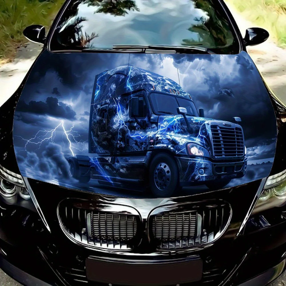 

Молния, гром и темные облака, покрытые виниловыми наклейками на капот автомобиля грузовика, наклейка на двигатель автомобиля, водонепроницаемая самоклеящаяся C