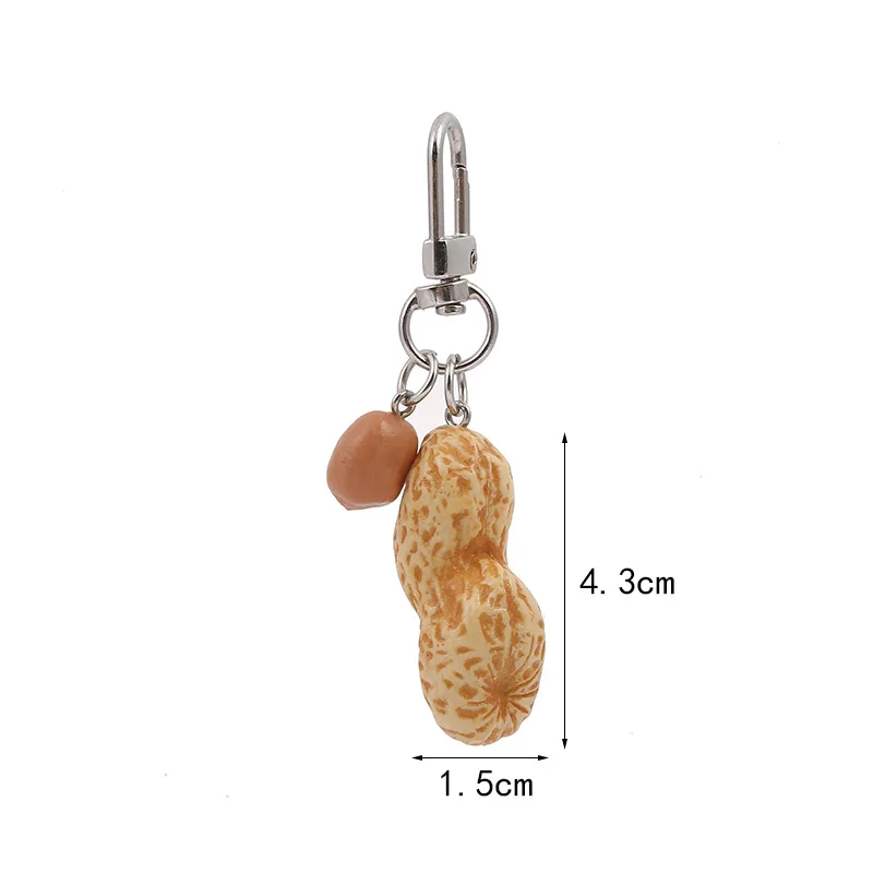 Peanut Key Ring Peanut Kernel Schoolbag Portable Pendant PVC Key Chains, Silver Color, Women Jewelry Man Accessory Fashion